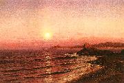 Raymond D Yelland Moonrise over Seacost at Pacific Grove USA oil painting artist